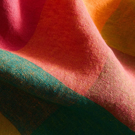 TOALHA DE MESA DE LINHO AOS QUADRADOS MULTICOLORIDOS