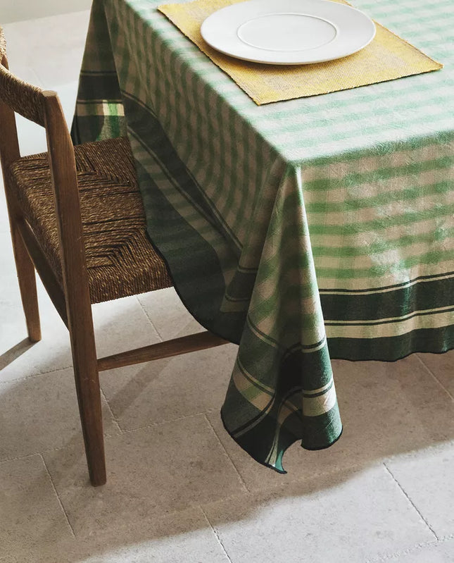 TOALHA DE MESA DE ALGODÃO TINGIDO AOS QUADRADOS