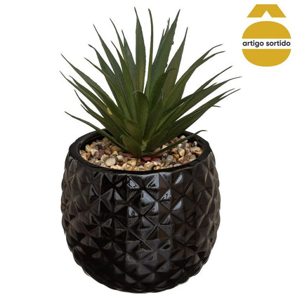 Vaso ananás com planta artificial 18cm