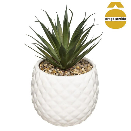 Vaso ananás com planta artificial 18cm