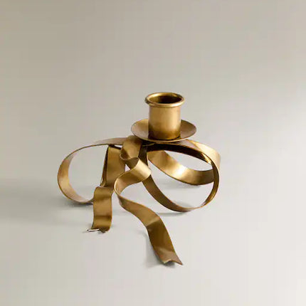 CANDELABRO DE METAL COM LAÇO DE NATAL
