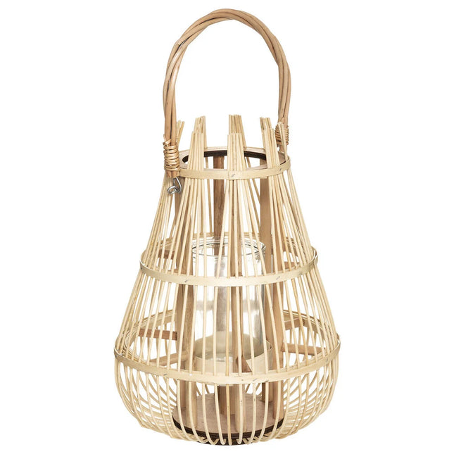 Lanterna decorativa bege em rattan