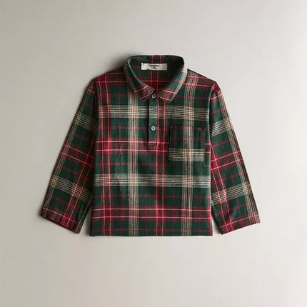CONJUNTO PIJAMA INFANTIL FLANELA QUADRADOS TARTÃ NATAL (CONJUNTO DE 2)