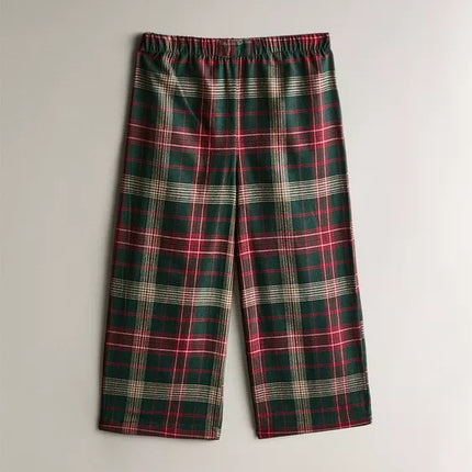CONJUNTO PIJAMA INFANTIL FLANELA QUADRADOS TARTÃ NATAL (CONJUNTO DE 2)