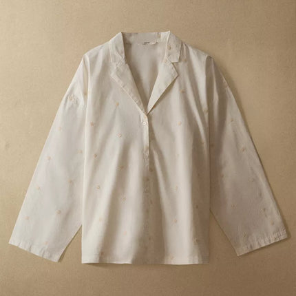 CAMISA DE ALGODÃO COM BORDADOS DE FLOR