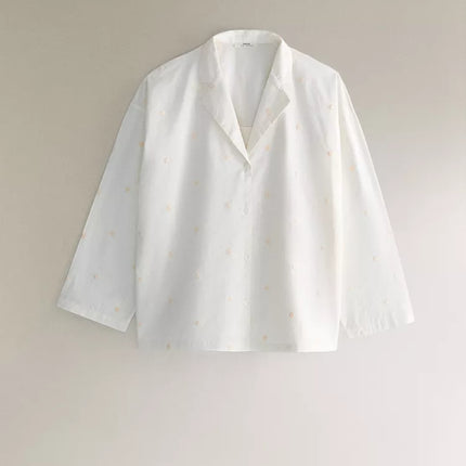 CAMISA DE ALGODÃO COM BORDADOS DE FLOR