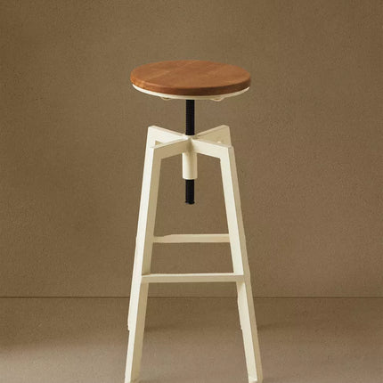 BANCO ALTO GIRATÓRIO MADEIRA E METAL