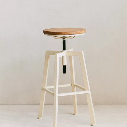 BANCO ALTO GIRATÓRIO MADEIRA E METAL