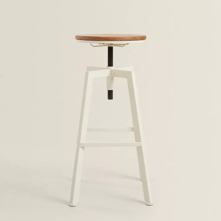 BANCO ALTO GIRATÓRIO MADEIRA E METAL