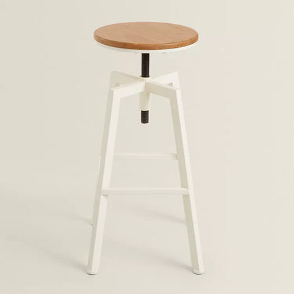 BANCO ALTO GIRATÓRIO MADEIRA E METAL