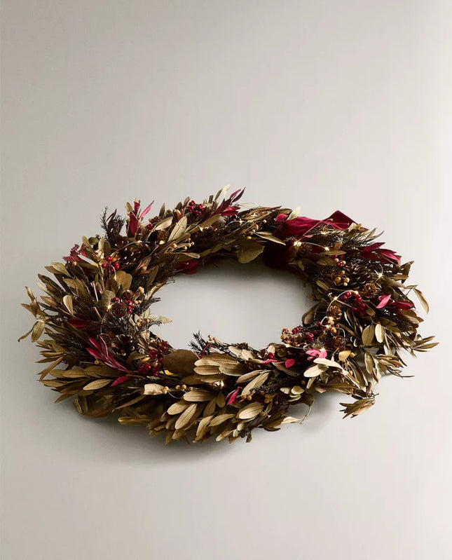 ENFEITE COROA FOLHAS OLIVEIRA NATAL (60 CM)
