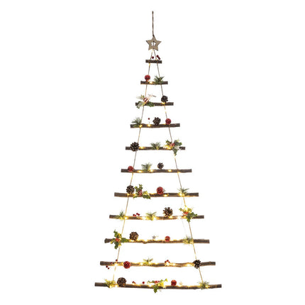 Árvore Suspensa Com Led Decorada Com Pinhas E Bagas