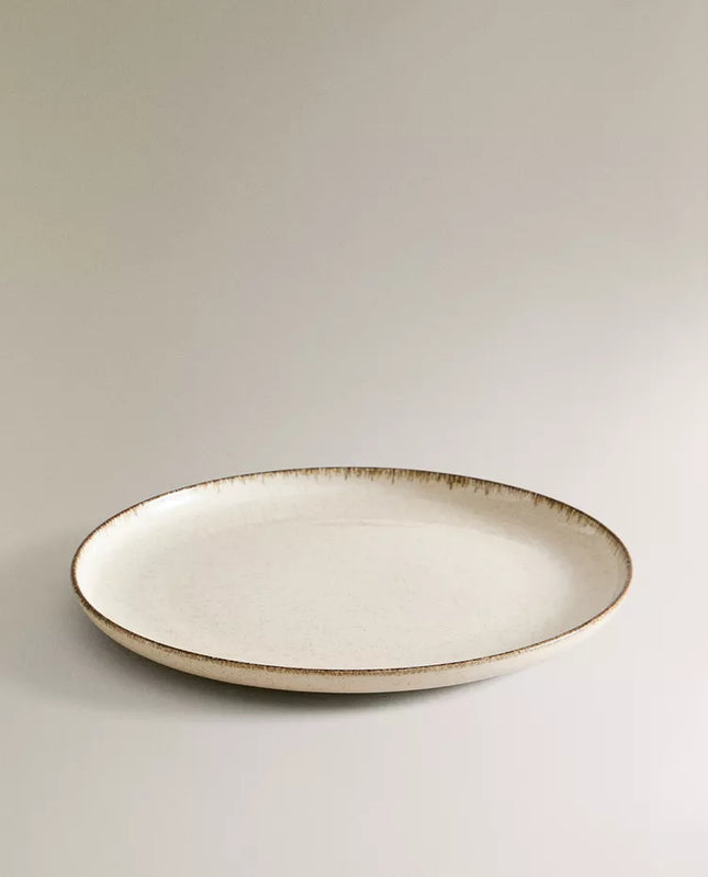PRATO RASO PORCELANA FIO EFEITO ANTIGO