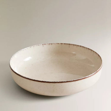 PRATO FUNDO PORCELANA FIO EFEITO ANTIGO