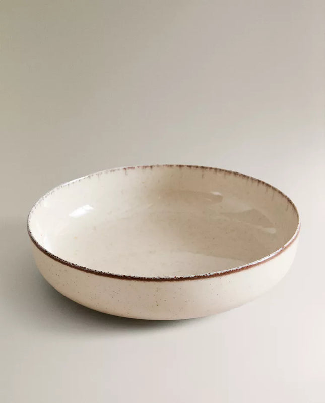 PRATO FUNDO PORCELANA FIO EFEITO ANTIGO