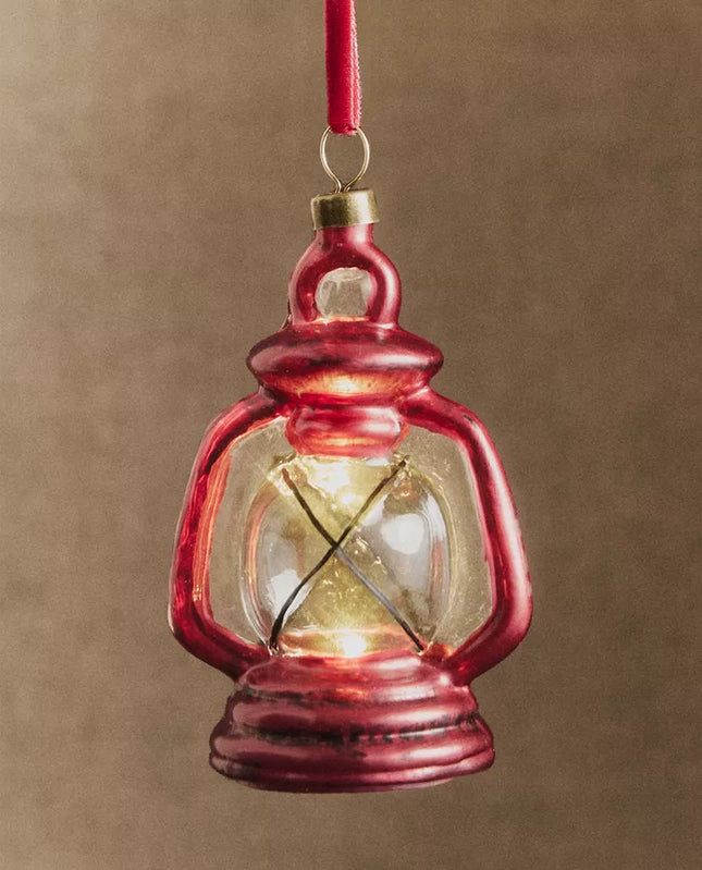 ENFEITE LANTERNA VERMELHA LUZ NATAL