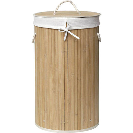Cesto de roupa wc redondo natural em bambu