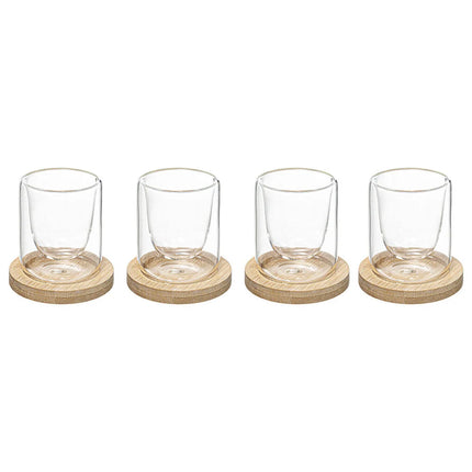 Conjunto de 4 chávenas de café com base de bambu
