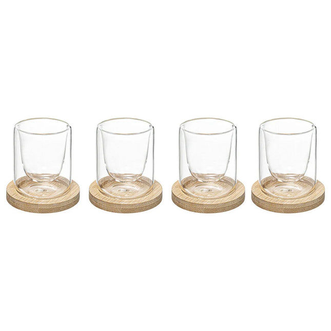 Conjunto de 4 chávenas de café com base de bambu