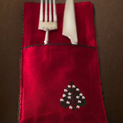 PACK BOLSAS TALHERES BORDADO NATAL (PACK DE 2)