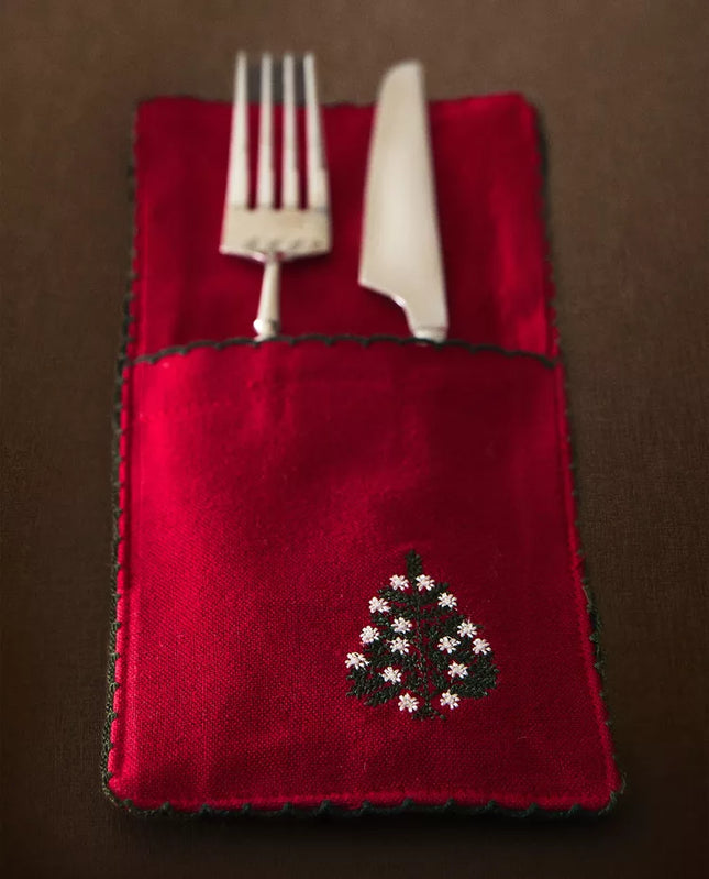 PACK BOLSAS TALHERES BORDADO NATAL (PACK DE 2)