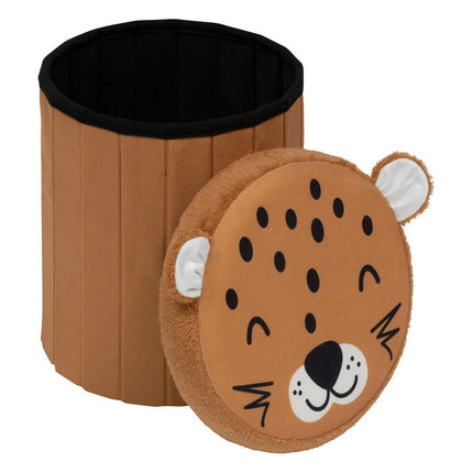 Pufe com arrumação de leopardo 36x30cm