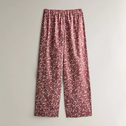 CONJUNTO PIJAMA LINHO ALGODÃO FLORES NATAL (CONJUNTO DE 2)