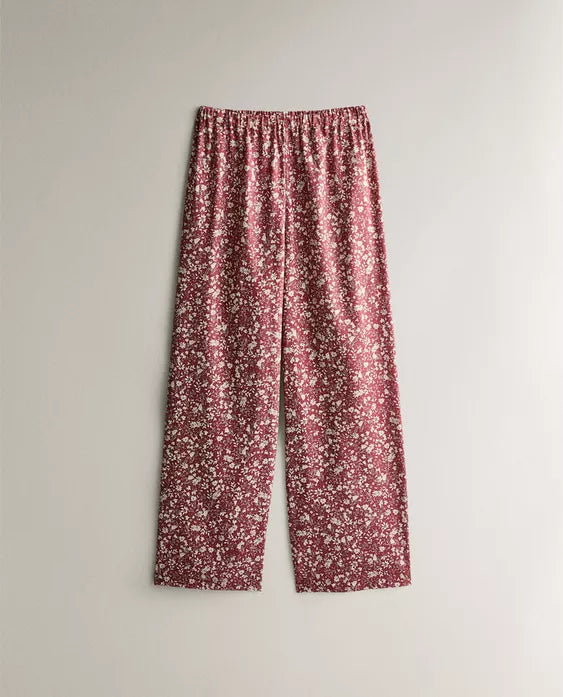 CONJUNTO PIJAMA LINHO ALGODÃO FLORES NATAL (CONJUNTO DE 2)