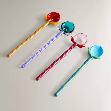 PACK COLHERES PEQUENAS VIDRO FLORES (PACK DE 4)