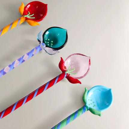PACK COLHERES PEQUENAS VIDRO FLORES (PACK DE 4)