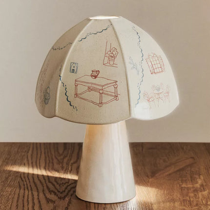 CANDEEIRO MESA CERÂMICA MOTIVOS PINTADOS