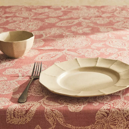 TOALHA MESA ALGODÃO LINHO JACQUARD FLORES