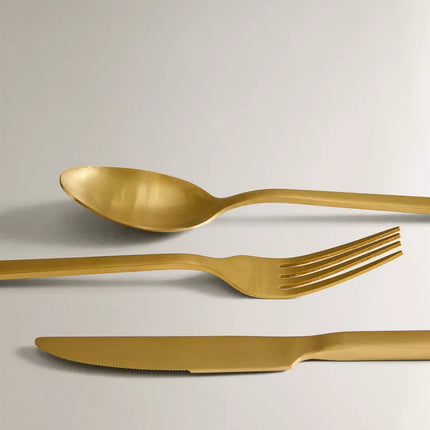CONJUNTO DE TALHERES 3 PEÇAS AÇO DOURADO