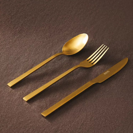 CONJUNTO DE TALHERES 3 PEÇAS AÇO DOURADO