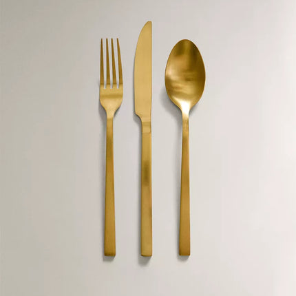 CONJUNTO DE TALHERES 3 PEÇAS AÇO DOURADO
