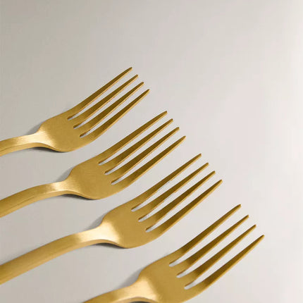 PACK GARFOS DE SOBREMESA BRUNCH AÇO DOURADO (PACK DE 4)