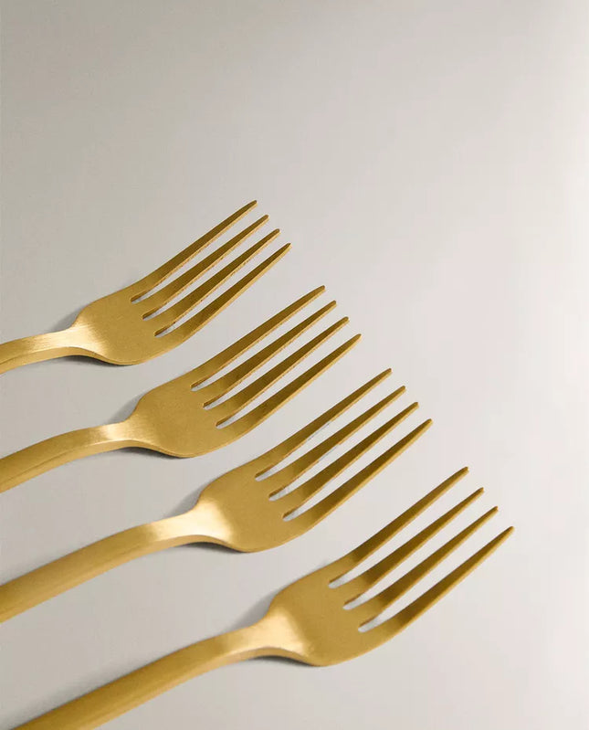 PACK GARFOS DE SOBREMESA BRUNCH AÇO DOURADO (PACK DE 4)