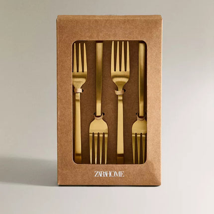 PACK GARFOS DE SOBREMESA BRUNCH AÇO DOURADO (PACK DE 4)
