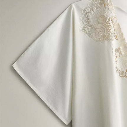 VESTIDO COMPRIDO ALGODÃO REBORDO RENDA