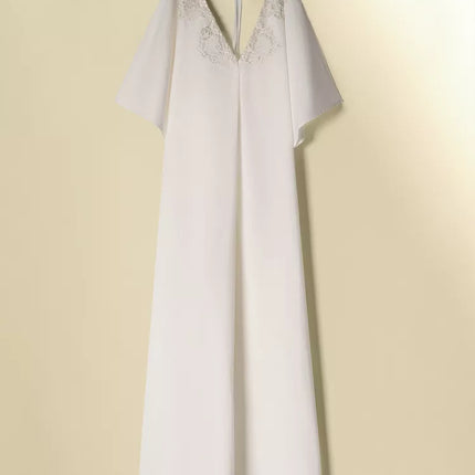 VESTIDO COMPRIDO ALGODÃO REBORDO RENDA