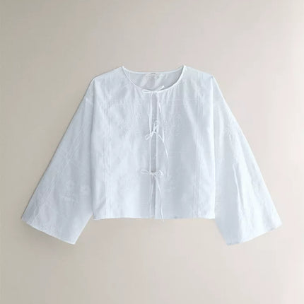 CAMISA DE ALGODÃO COM BORDADOS DE FLOR