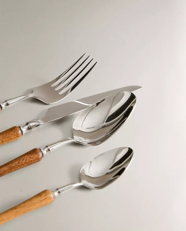 CONJUNTO DE TALHERES 4 PEÇAS MADEIRA