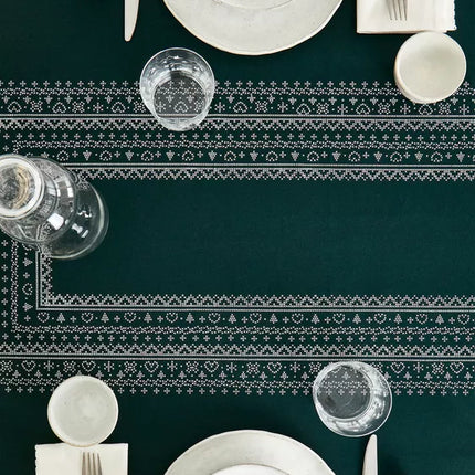 TOALHA DE MESA DE ALGODÃO COM ALDEIA DE NATAL