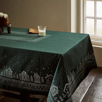 TOALHA DE MESA DE ALGODÃO COM ALDEIA DE NATAL