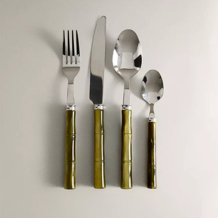 CONJUNTO DE TALHERES 4 PEÇAS CABO EFEITO BAMBU