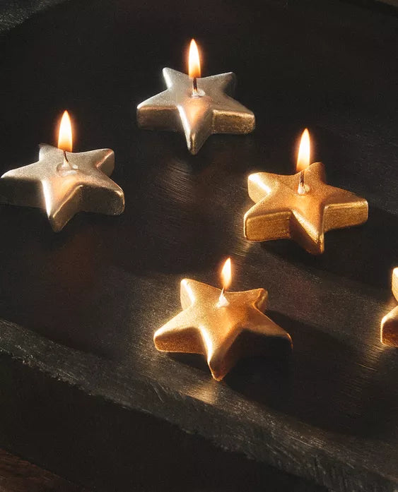 PACK DE VELAS TEALIGHT COM ESTRELAS DE NATAL (PACK DE 6)