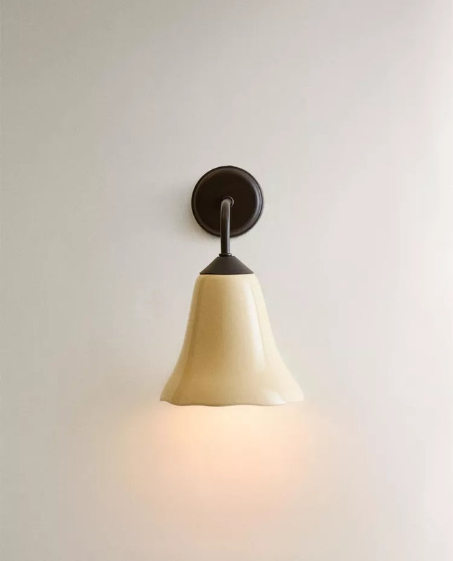 CANDEEIRO | APLIQUE PAREDE METAL TÚLIPA CERÂMICA