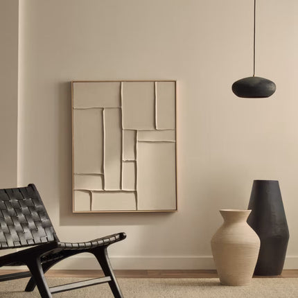 Quadro Klis de linho com formas geométricas branco 80 x 100 cm