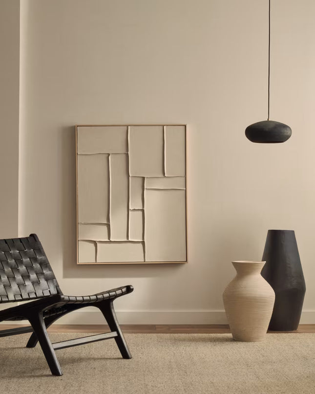 Quadro Klis de linho com formas geométricas branco 80 x 100 cm