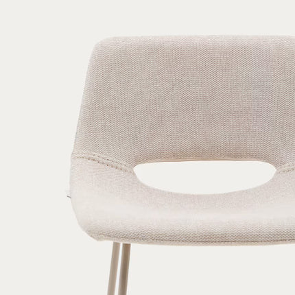 Banco alto Zahara bege e aço com acabamento bege altura 65 cm FSC 100%